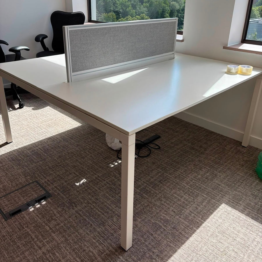 Used Techo Bank of 2 Bench Desk with Screen and Cable Tray