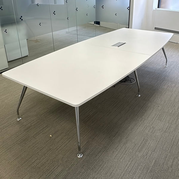 Used Large White Meeting Table with Central Power