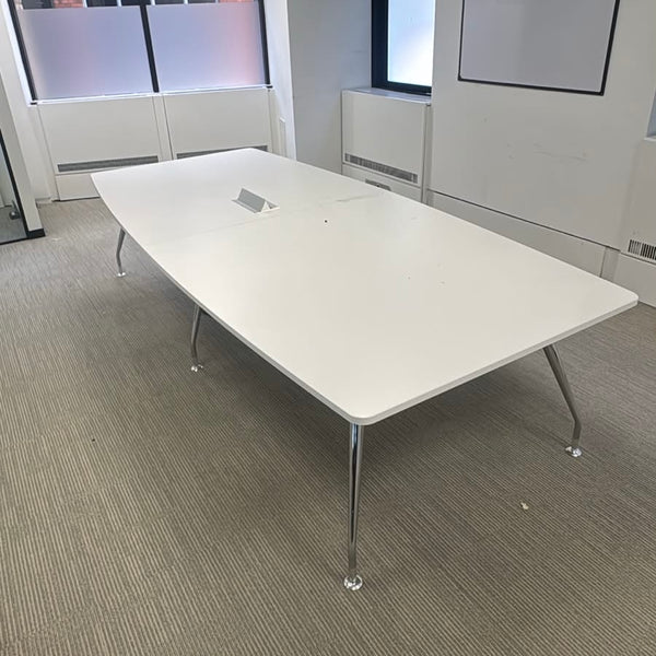Used Large White Meeting Table with Central Power