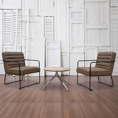 Decco Ribbed Lounge Chairs + Otis Circular Coffee Table Set