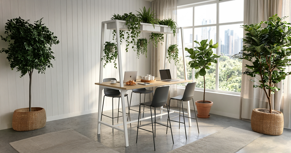 New Apex Poseur Table Set with 4 Stools - 1800 x 1000mm lifestyle image