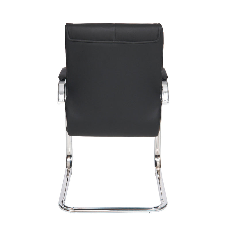 BC1261 - High Back Chrome Cantilver Executive Boardroom Arm Chair in Black Faux Leather