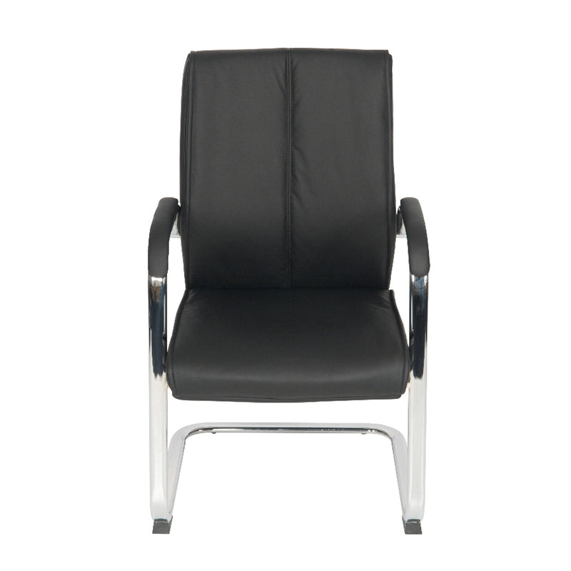 BC1261 - High Back Chrome Cantilver Executive Boardroom Arm Chair in Black Faux Leather