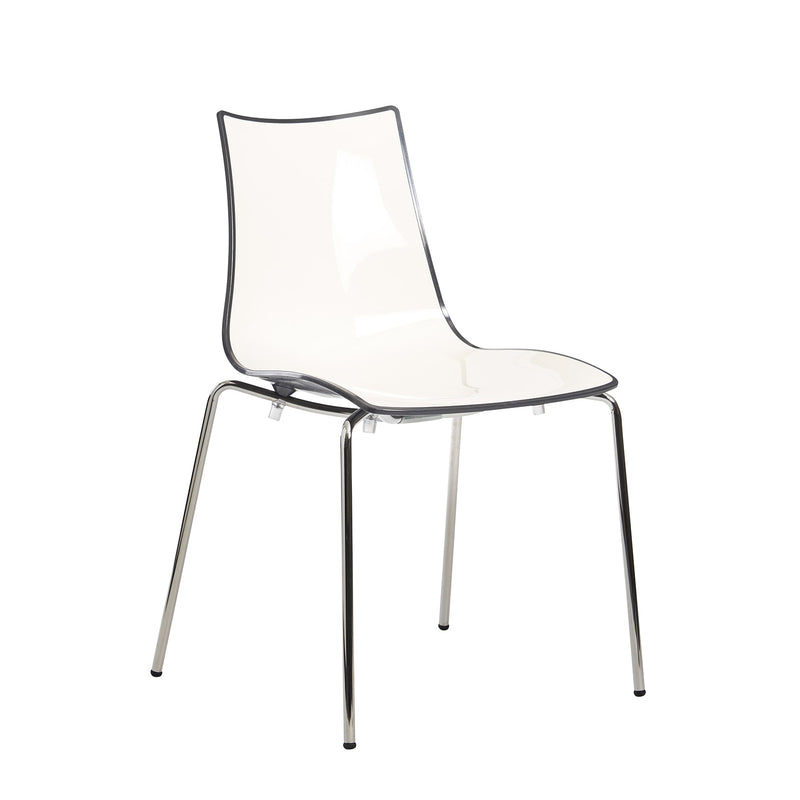 Gecko shell dining stacking chair with chrome legs