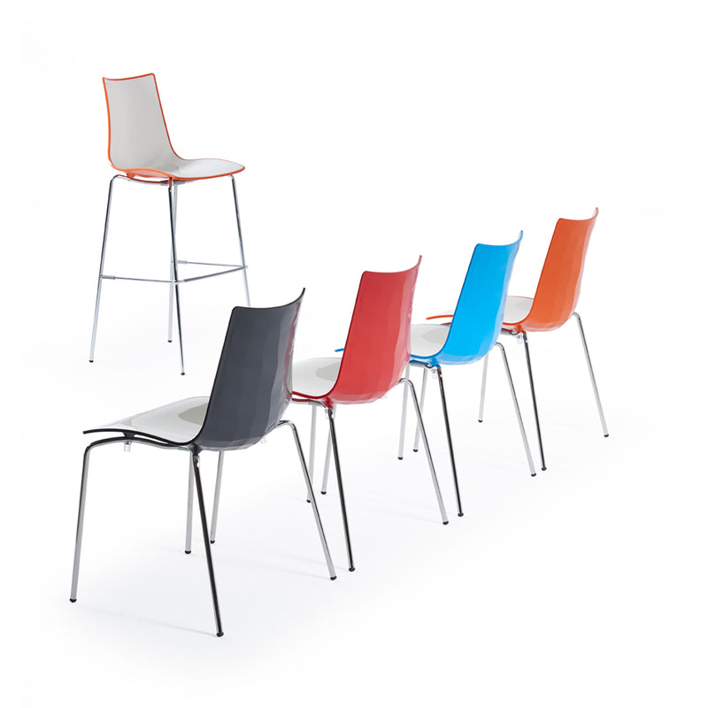 Gecko shell dining stacking chair with chrome legs