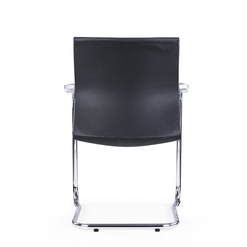 Cante - Medium Back Chrome Cantilver Executive Boardroom Arm Chair in Black Faux Leather