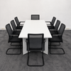 Used White Meeting Table Set with 8 Mesh Chairs