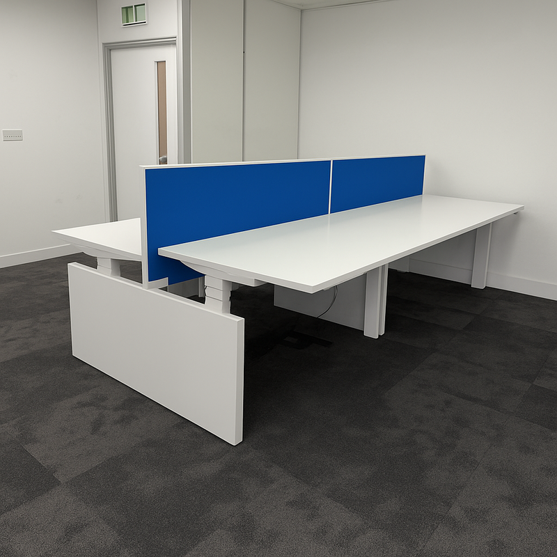 Used Herman Miller Electric Sit Stand Bench Desks with Screen and Cable Tray