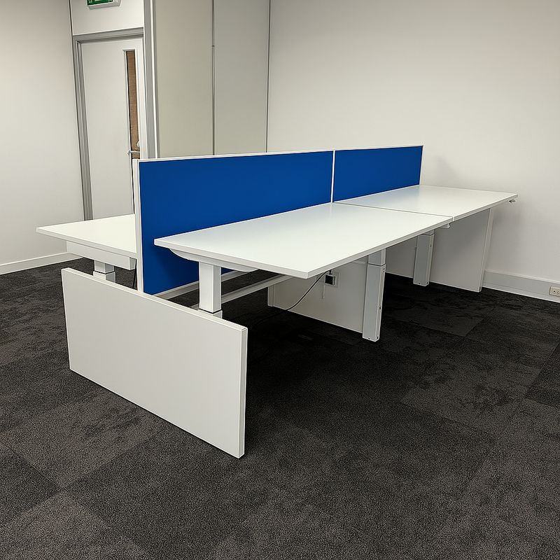 Used Herman Miller Electric Sit Stand Bench Desks with Screen and Cable Tray
