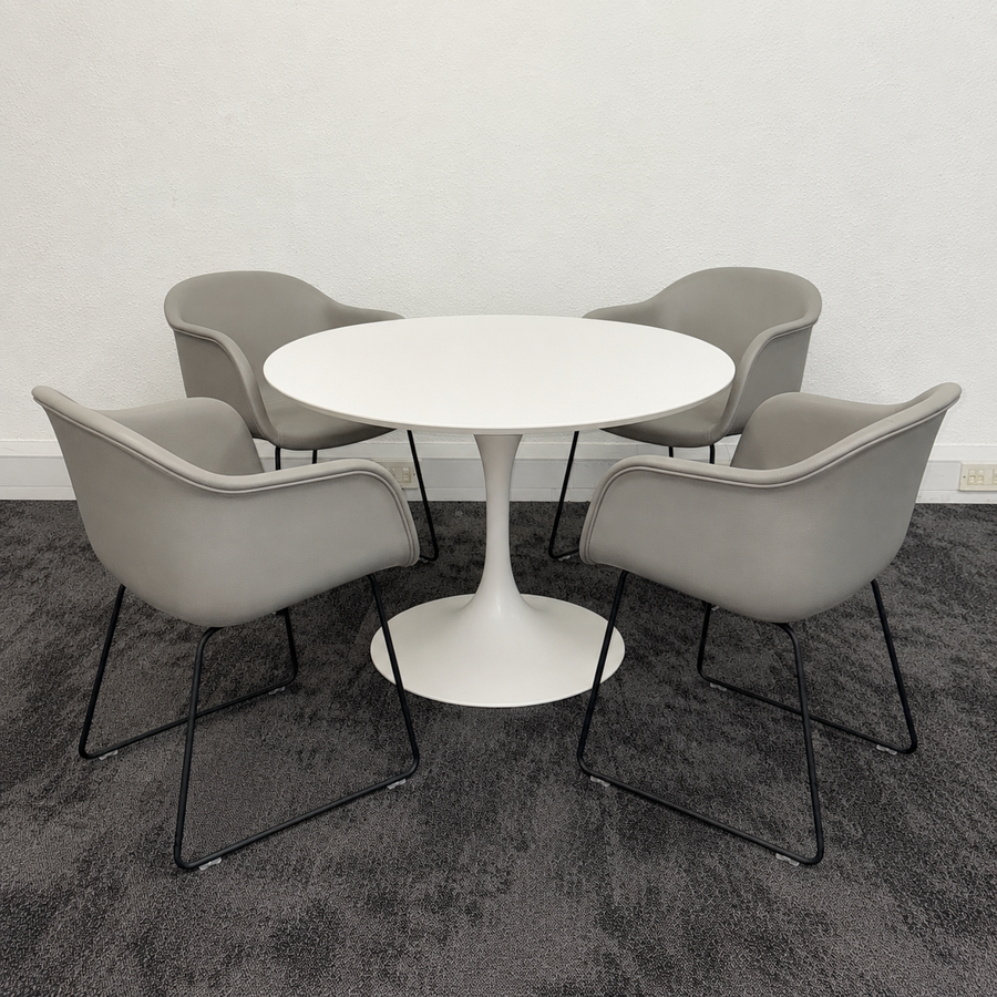 Used Muuto Leather Tub Chair Meeting Set with Table