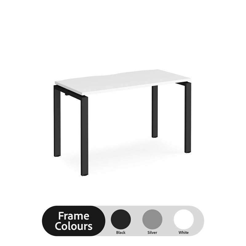 Adapt single desk scallop 600mm depth - White