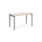 Adapt single desk scallop 600mm depth - White/Oak