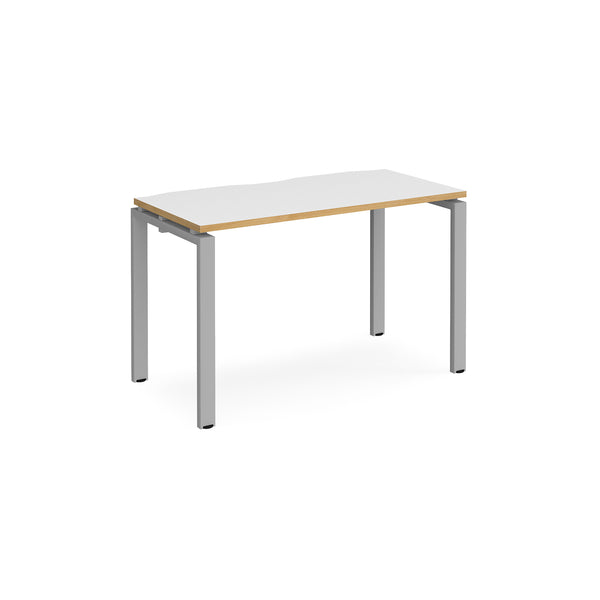 Adapt single desk scallop 600mm depth - White/Oak