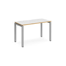 Adapt single desk scallop 600mm depth - White/Oak