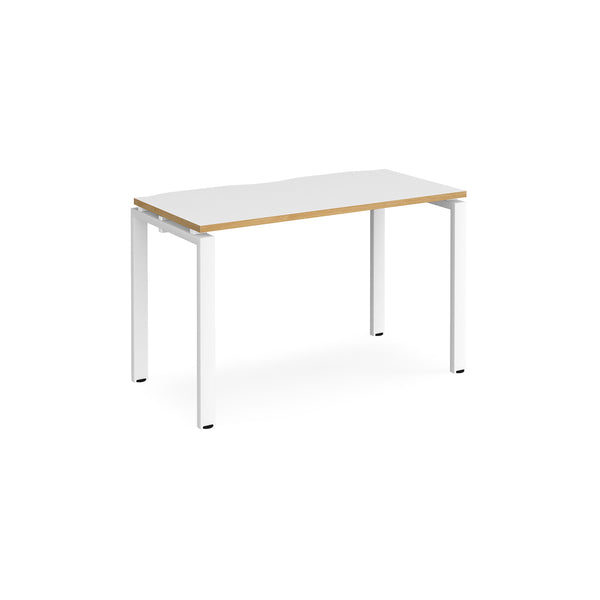 Adapt single desk scallop 600mm depth - White/Oak