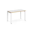 Adapt single desk scallop 600mm depth - White/Oak
