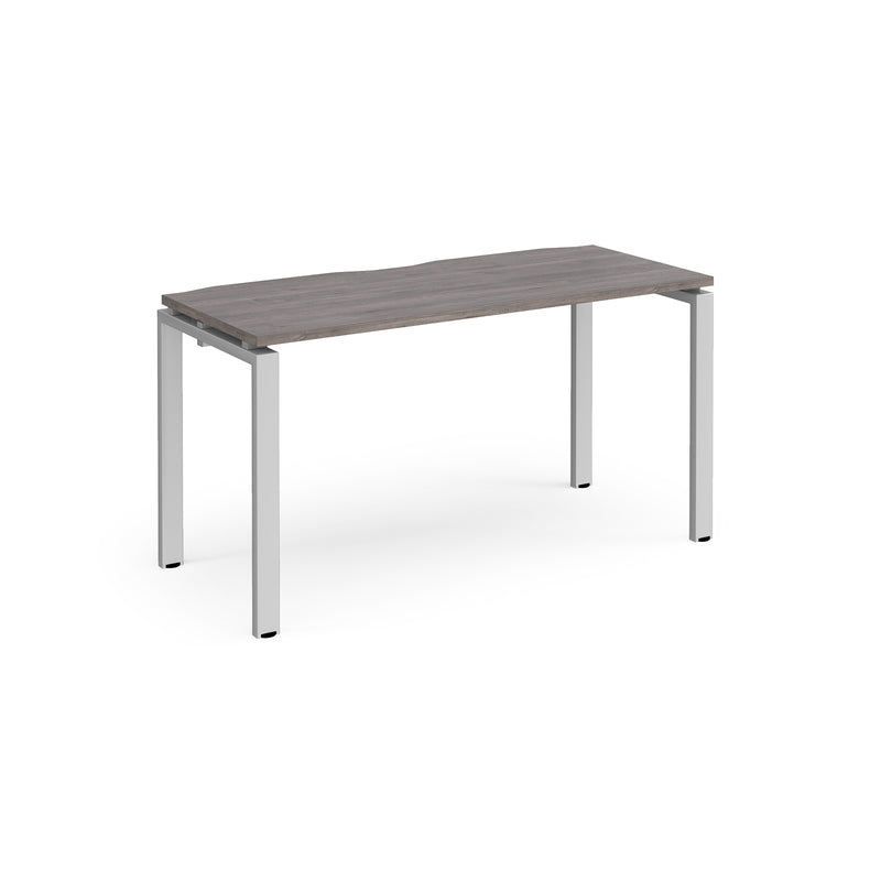 Adapt single desk scallop 600mm depth - Grey Oak