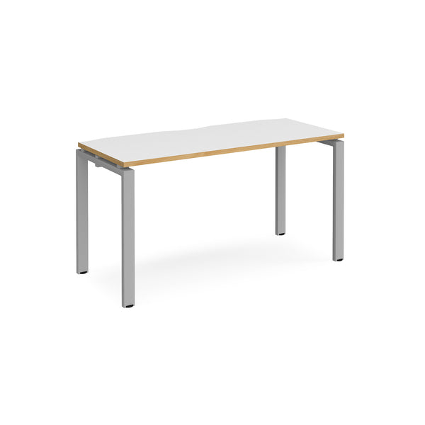 Adapt single desk scallop 600mm depth - White/Oak