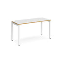 Adapt single desk scallop 600mm depth - White/Oak