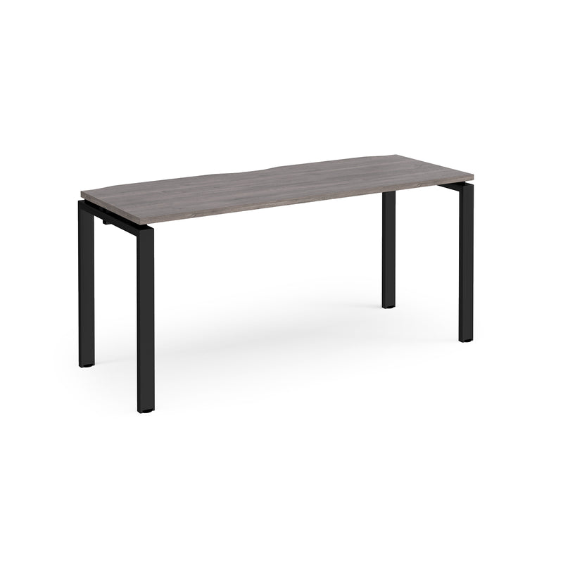 Adapt single desk scallop 600mm depth - Grey Oak