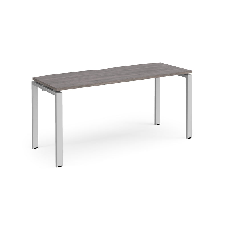 Adapt single desk scallop 600mm depth - Grey Oak