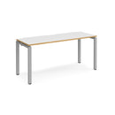 Adapt single desk scallop 600mm depth - White/Oak