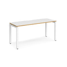 Adapt single desk scallop 600mm depth - White/Oak