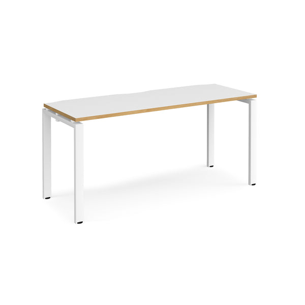 Adapt single desk scallop 600mm depth - White/Oak