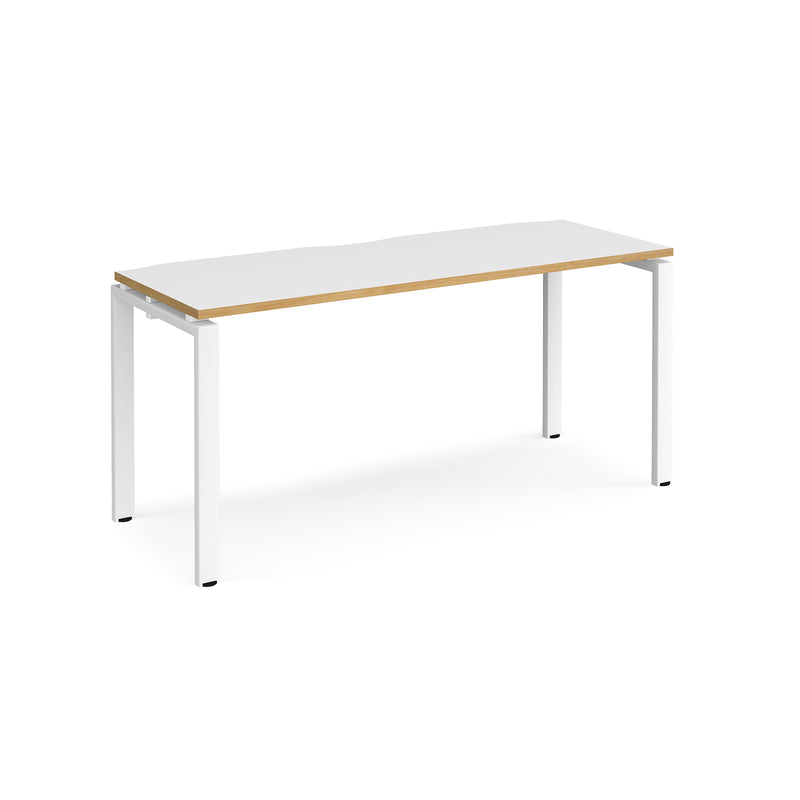 Adapt single desk scallop - White/Oak