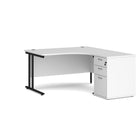 Maestro 25 right hand ergonomic desk with pedestal - White