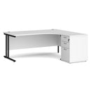 Maestro 25 right hand ergonomic desk with pedestal - White
