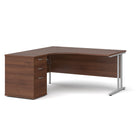 Maestro 25 left hand ergonomic desk with pedestal - Walnut
