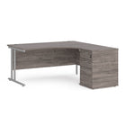 Maestro 25 right hand ergonomic desk with pedestal - Grey Oak