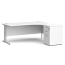 Maestro 25 right hand ergonomic desk with pedestal - White