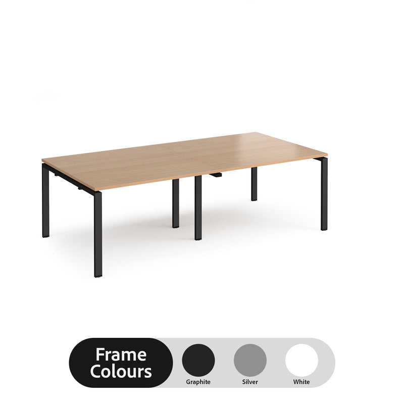 Adapt rectangular boardroom table, available in 2400 x 1200 or 3200 x 1600 - black frame