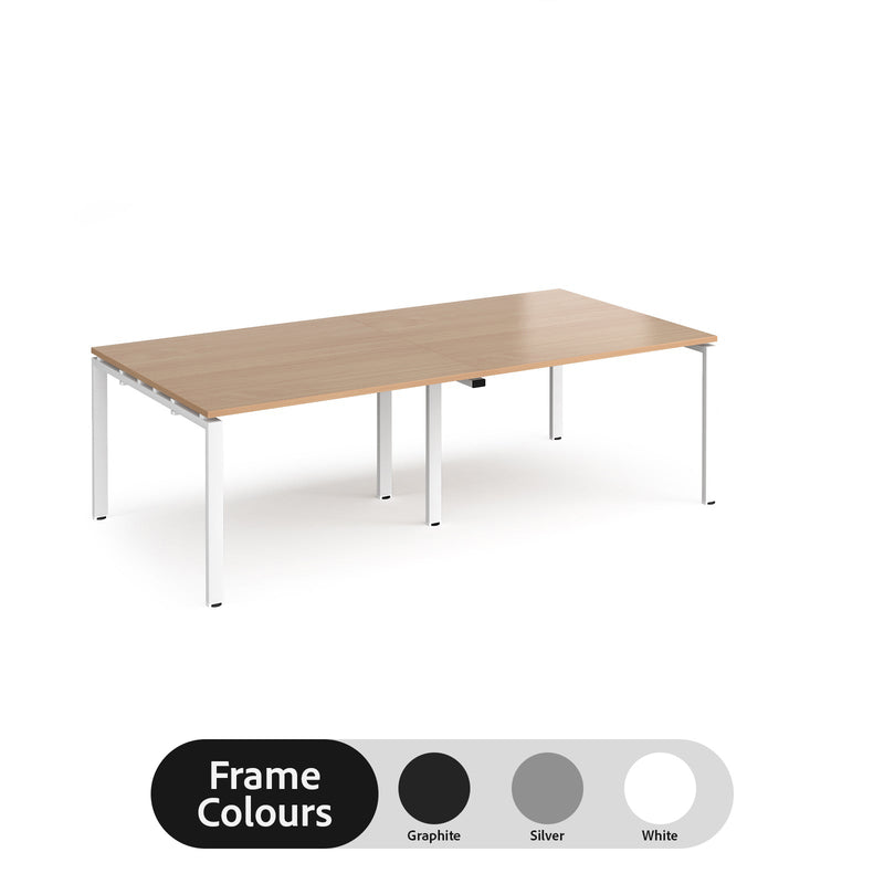 Adapt rectangular boardroom table, available in 2400 x 1200 or 3200 x 1600 - white frame