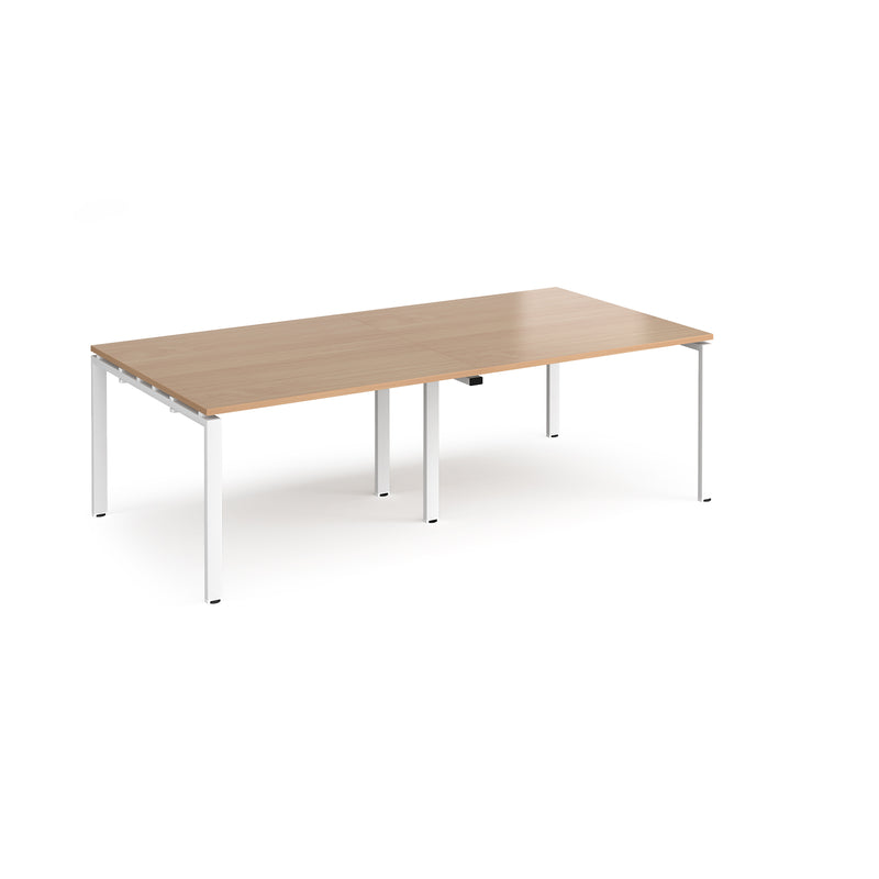 Adapt rectangular boardroom table, available in 2400 x 1200 or 3200 x 1600 - white frame