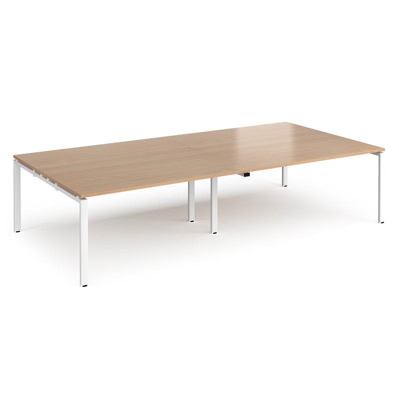 Adapt rectangular boardroom table, available in 2400 x 1200 or 3200 x 1600 - white frame