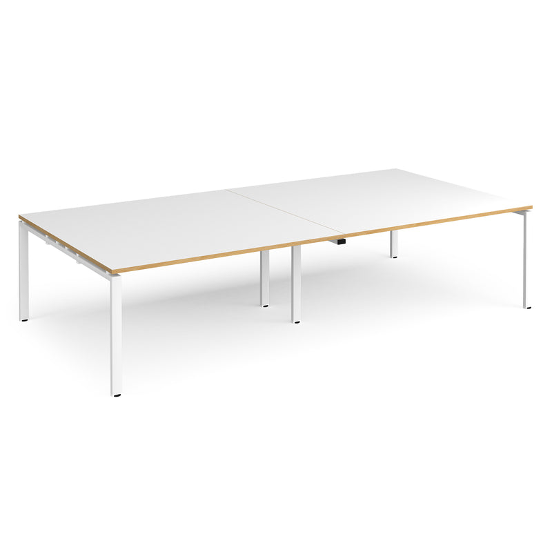 Adapt rectangular boardroom table, available in 2400 x 1200 or 3200 x 1600 - white frame