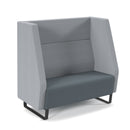Encore high back 2 seater sofa 1200mm wide with black sled frame - Late grey seat with range blue back and arms