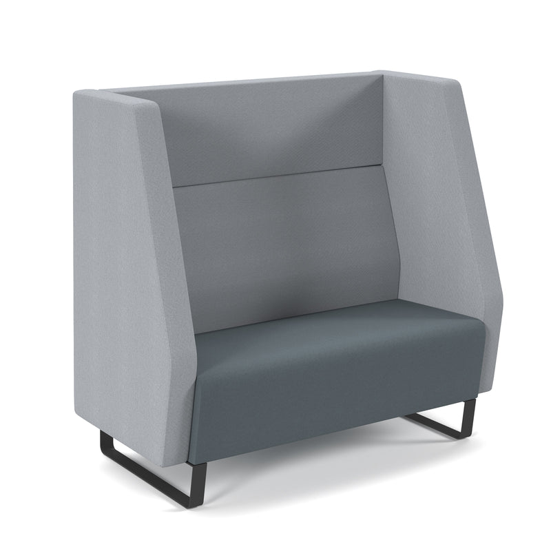 Encore high back 2 seater sofa 1200mm wide with black sled frame - Late grey seat with range blue back and arms