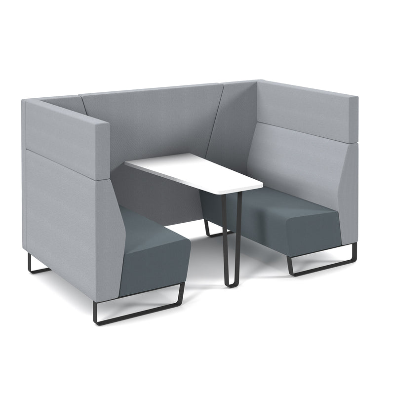 Encore open high back 4 person meeting booth - White Frame and Elapse Grey/Late Grey