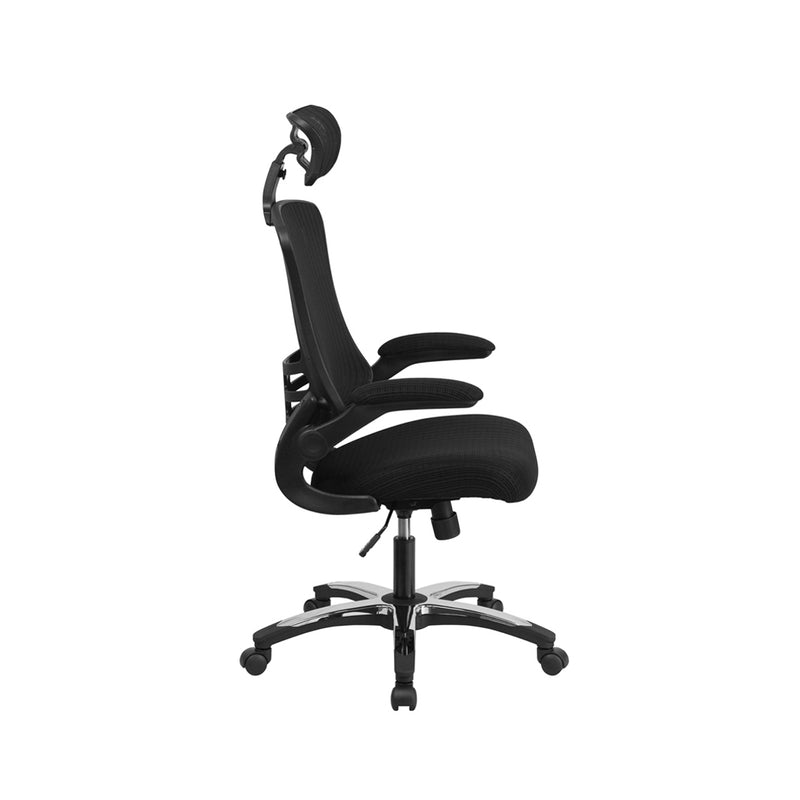 EXEC-OP - Deluxe Executive Mesh Operator Chair with Folding Arms, Chrome Base and Headrest