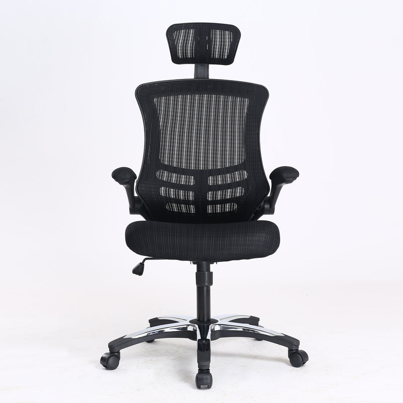 EXEC-OP - Deluxe Executive Mesh Operator Chair with Folding Arms, Chrome Base and Headrest