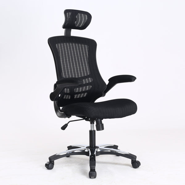 Mesh-OP - Deluxe Mesh Operator Chair with Folding Arms in Black