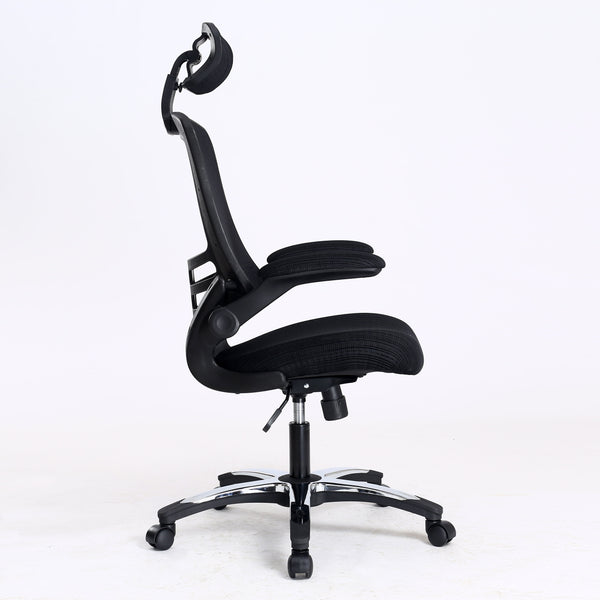 Mesh-OP - Deluxe Mesh Operator Chair with Folding Arms in Black
