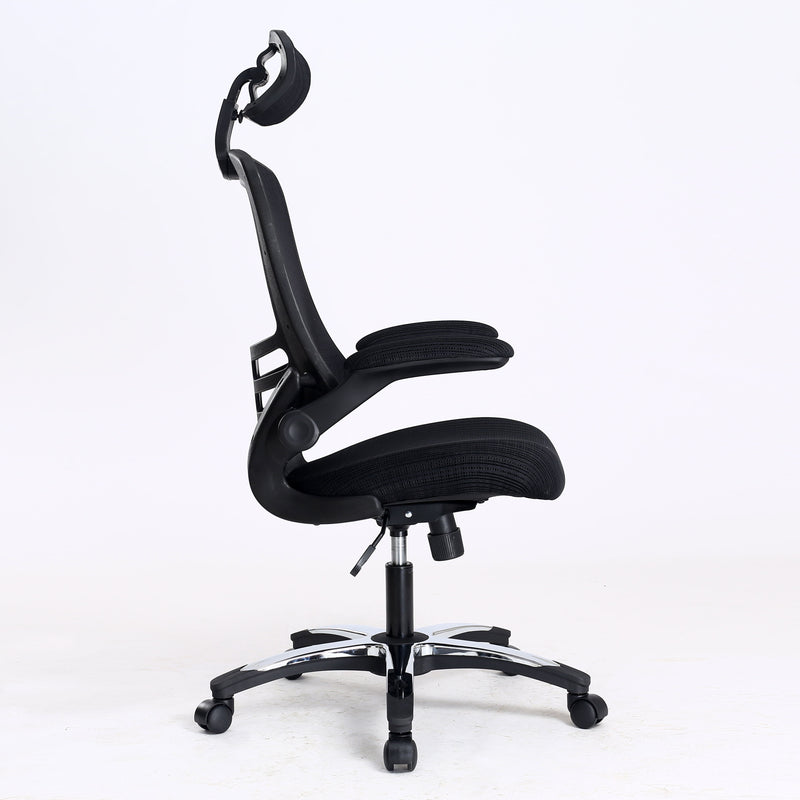 EXEC-OP - Deluxe Executive Mesh Operator Chair with Folding Arms, Chrome Base and Headrest