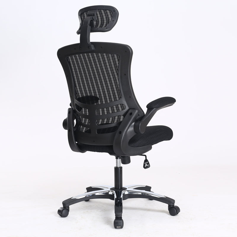 EXEC-OP - Deluxe Executive Mesh Operator Chair with Folding Arms, Chrome Base and Headrest