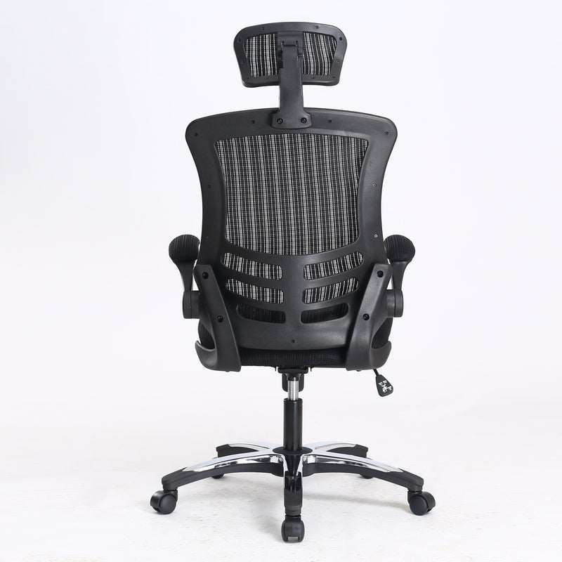 EXEC-OP - Deluxe Executive Mesh Operator Chair with Folding Arms, Chrome Base and Headrest