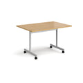 Rectangular fliptop meeting table with silver frame